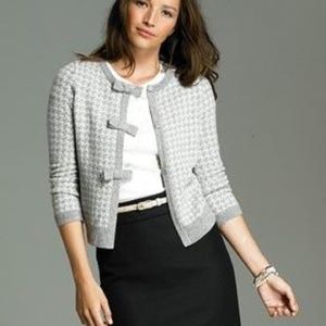 J Crew Houndstooth Bow Cardigan sweater